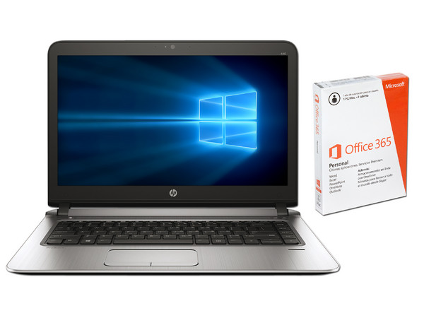Laptop HP ProBook 440 G3:
Procesador Intel Core i7 6500U (hasta 3.1 GHz),
Memoria de 8GB DDR4,
Disco Duro de 1TB,
Pantalla de 14