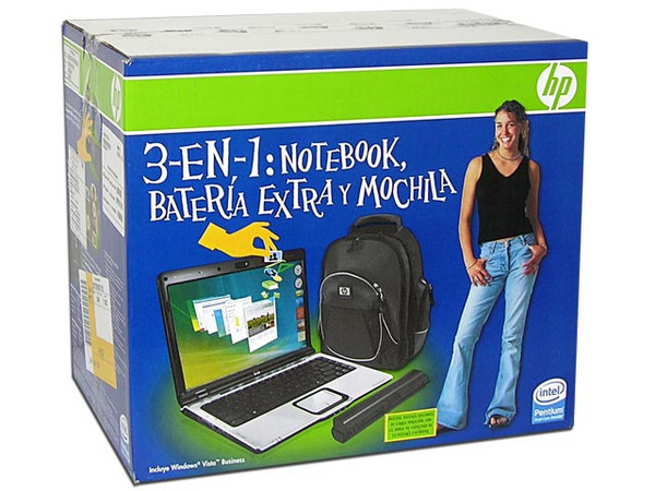 Portátil HP Pavilion dv2423la,
Procesador Intel Pentium dual core T2080 (1.73 GHz),
Memoria 512MB DDRII 667MHz, Pantalla TFT/WXGA 14.1