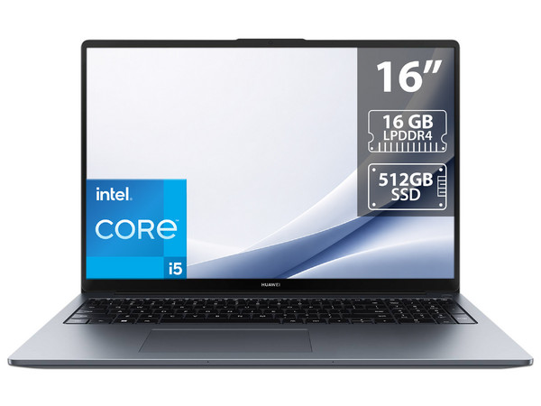 Laptop Huawei MateBook D16:
Procesador Intel Core i5 13420H (hasta 4.6 Ghz),
Memoria de 16GB LPDDR4,
SSD de 512GB,
Pantalla de 16