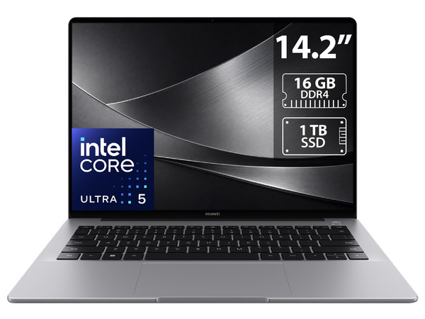 Laptop Huawei MateBook 14: 
Procesador Intel Core Ultra 5 125H (hasta 4.5 GHz), 
Memoria de 16GB DDR4, 
SSD de 1TB, 
Pantalla de 14.2
