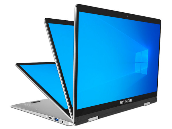 Laptop Hyundai Hyflip 14:
Procesador Intel Celeron N3350 (hasta 2.4 GHz),
Memoria de 4GB LPDDR4,
Disco Duro de 64GB,
Pantalla de 14
