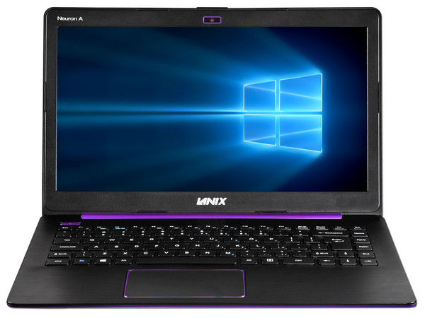 Laptop Lanix Neuron A:
Procesador Intel Celeron N3050 (hasta 2.16 GHz),
Memoria de 2 GB DDR3L, SSD de 32 GB,
Pantalla LED de 14