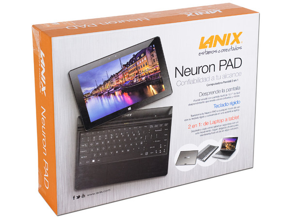 Laptop 2 en 1 Lanix Neuron PAD:
Procesador Intel Atom Z3735F (hasta 1.83 GHZ),
Memoria de 2GB DDR3L,
Disco Duro de 32GB,
Pantalla de 10.1