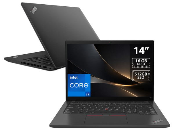 Laptop Lenovo ThinkPad T14 G3: 
Procesador Intel Core i7 1270P (hasta 4.8 GHz), 
Memoria de 16GB DDR4, 
SSD de 512GB, 
Pantalla de 14