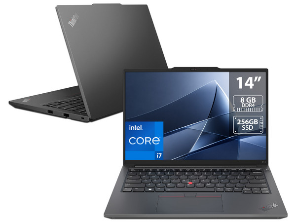 Laptop Lenovo ThinkPad E14 G5: 
Procesador Intel Core i7 1355U (hasta 5.0 GHz), 
Memoria de 8GB DDR4, 
SSD de 256GB, 
Pantalla de 14