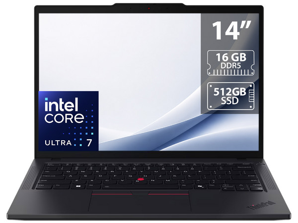 Laptop Lenovo Thinkpad T14 G5:
Procesador Intel Core Ultra 7 155U (hasta 4.80 GHz),
Memoria de 16GB DDR5,
SSD de 512GB,
Pantalla de 14