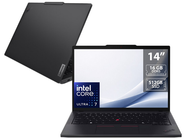 Laptop Lenovo Thinkpad T14 G5:
Procesador Intel Core Ultra 7 155U (hasta 4.80 GHz),
Memoria de 16GB DDR5,
SSD de 512GB,
Pantalla de 14