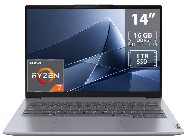 Laptop Lenovo ThinkBook 14:
Procesador AMD Ryzen 7 7735HS (hasta 4.75 Ghz),
Memoria de 16GB DDR5,
SSD de 1TB,
Pantalla de 14
