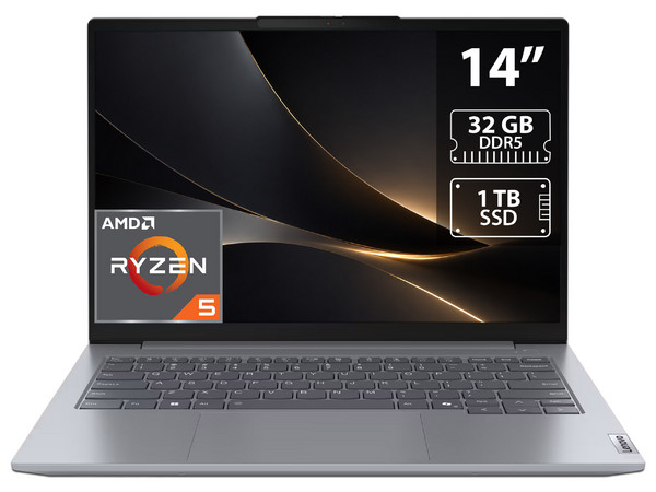 Laptop Lenovo ThinkBook 14 Gen 7:
Procesador AMD Ryzen 5 7535HS (hasta 4.55 GHz),
Memoria de 32GB DDR5,
SSD de 1TB,
Pantalla de 14