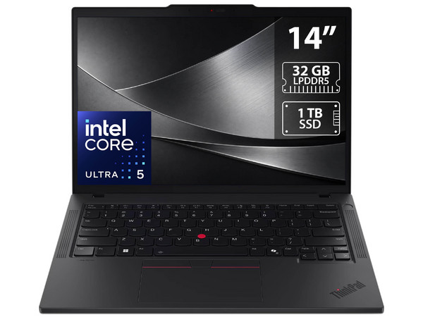 Laptop Lenovo ThinkPad T14 Gen 6: 
Procesador Intel Core Ultra 5 228V (hasta 4.5 GHz), 
Memoria de 32GB LPDDR5, 
SSD de 1TB, 
Pantalla de 14