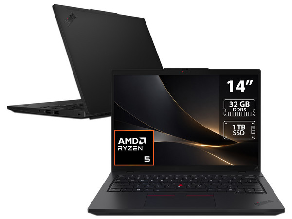 Laptop Lenovo ThinkPad L14 Gen 6:
Procesador AMD Ryzen 5 PRO 230 (hasta 4.9 Ghz),
Memoria de 32GB DDR5,
SSD de 1TB,
Pantalla de 14
