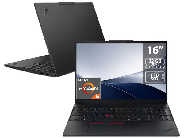 Laptop Lenovo ThinkPad E16 Gen 3: 
Procesador AMD Ryzen 5 220 (hasta 4.9 GHz), 
Memoria de 32GB DDR5, 
SSD de 1TB, 
Pantalla de 16