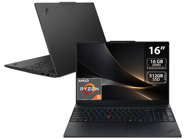Laptop Lenovo ThinkPad E16 Gen 3:
Procesador AMD Ryzen 5 220 (hasta 4.9 GHz),
Memoria de 16GB DDR5,
SSD de 512GB,
Pantalla de 16