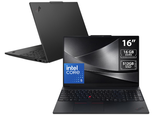 Laptop Lenovo ThinkPad E16 Gen 4: 
Procesador Intel Core 5 320 (hasta 4.6 GHz), 
Memoria de 16GB DDR5, 
SSD de 512GB, 
Pantalla de 16