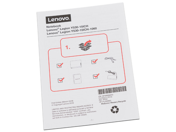 Laptop Lenovo Legion Y530-15ICH:
Procesador Intel Core i5 8300H (hasta 4.00 GHz),
Memoria de 8GB DDR4,
Disco Duro de 1TB,
Pantalla de 15.6