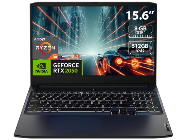 Laptop Gamer Lenovo IdeaPad Gaming 3
Procesador AMD Ryzen 5 5500H (hasta 4.2 GHz), 
Memoria de 8GB DDR4, 
SSD de 512GB, 
Pantalla de 15.6