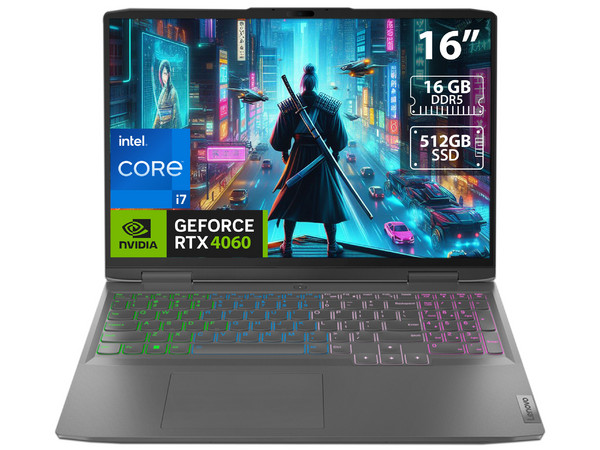 Laptop Gamer Lenovo LOQ 16IRH8 :
Procesador Intel Core i7 13620H (hasta 4.9 GHz),
Memoria de 16GB DDR5,
SSD de 512GB,
Pantalla de 16