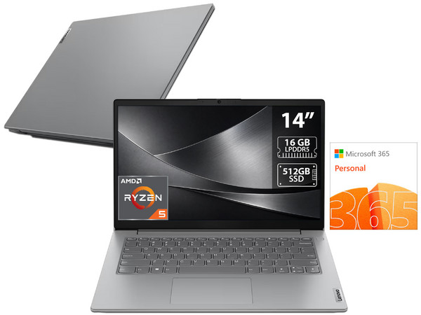 Laptop Lenovo V14 G4:
Procesador AMD Ryzen 5 7520U (hasta 4.3 GHz),
Memoria de 16GB LPDDR5,
SSD de 512GB,
Pantalla de 14