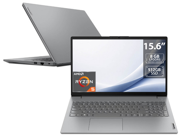 Laptop Lenovo V15 G4 AMN: 
Procesador AMD Ryzen 5 7520U (hasta 4.3 GHz), 
Memoria de 8GB LPDDR5, 
SSD de 512GB, 
Pantalla de 15.6