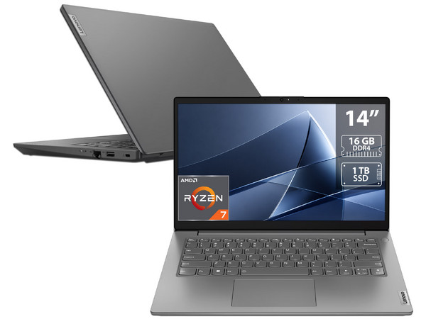 Laptop Lenovo V14 Gen 4: 
Procesador AMD Ryzen 7 7730U (hasta 4.5 GHz), 
Memoria de 16GB DDR4, 
SSD de 1TB, 
Pantalla de 14
