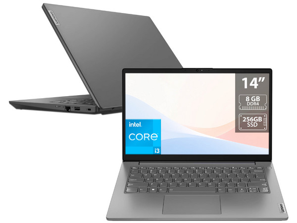 Laptop Lenovo V14 G4 IRU: 
Procesador Intel Core i3 1315U (hasta 4.5 GHz), 
Memoria de 8GB DDR4, 
SSD de 256GB, 
Pantalla de 14
