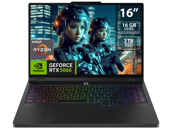 Laptop Gamer Lenovo Legion Pro 5: 
Procesador AMD Ryzen 9 9955HX (hasta 5.4 GHz), 
Memoria de 16GB DDR5, 
SSD de 2TB, 
Pantalla de 16