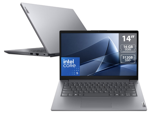 Laptop Lenovo V14 G5: 
Procesador Intel Core 5 210H (hasta 4.8 GHz), 
Memoria de 16GB DDR5 5200 MHz, 
SSD de 512GB, 
Pantalla de 14
