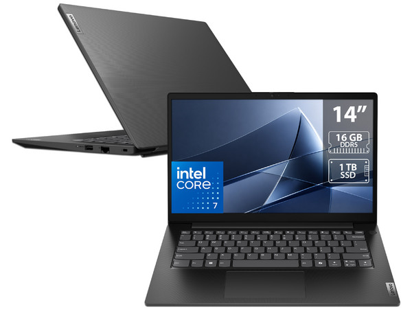 Laptop Lenovo V14 G5: 
Procesador Intel Core 7 240H (hasta 5.2 GHz), 
Memoria de 16GB DDR5, 
SSD de 1TB, 
Pantalla de 14