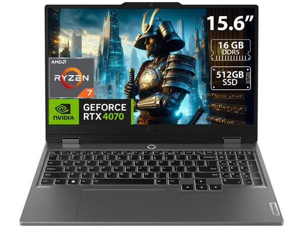 Laptop Gamer Lenovo LOQ 15ARP9: 
Procesador AMD Ryzen 7 7435HS (hasta 4.5 GHz), 
Memoria de 16GB DDR5, 
SSD de 512GB, 
Pantalla de 15.6