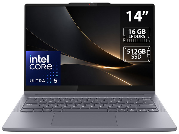Laptop Lenovo IdeaPad 5: 
Procesador Intel Core Ultra 5 225H (hasta 4.9 GHz), 
Memoria de 16GB LPDDR5, 
SSD de 512GB, 
Pantalla de 14