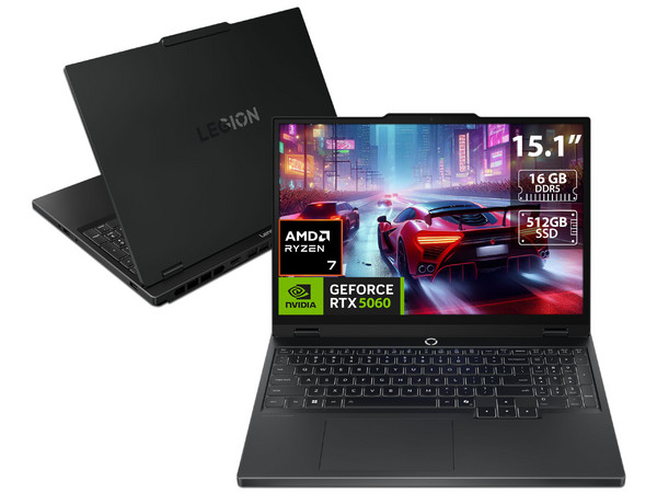 Laptop Lenovo Legion 5 15AHP10:
Procesador AMD Ryzen 7 260 (hasta 5.1 GHz),
Memoria de 16GB DDR5,
SSD de 512GB,
Pantalla de 15.1