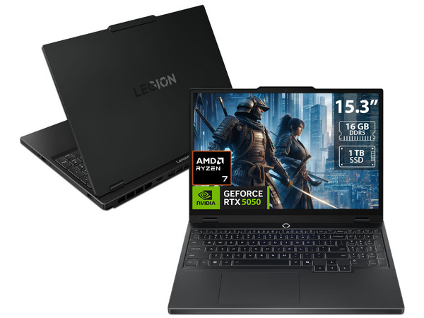 Laptop Lenovo Legion 5:
Procesador AMD Ryzen 7 260 (hasta 5.1 GHz),
Memoria de 16GB DDR5,
SSD de 1TB,
Pantalla de 15.3