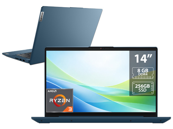 Laptop Lenovo IdeaPad 5 14ARE05:
Procesador AMD Ryzen 3 4300U (hasta 3.70 GHz),
Memoria de 8GB DDR4,
SSD de 256GB,
Pantalla de 14