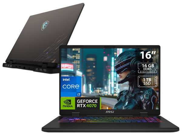 Laptop Gamer MSI Sword 16 HX B14VFKG: 
Procesador Intel Core i7 14650HX (hasta 5.2 GHz), 
Memoria de 16GB DDR5, 
SSD de 1TB, 
Pantalla de 16
