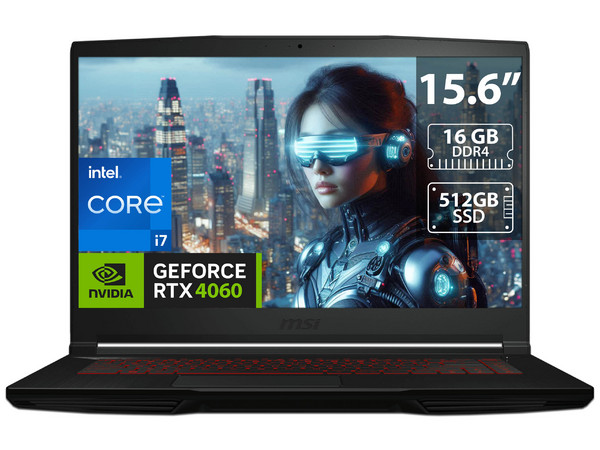 Laptop Gamer MSI Thin GF63:
Procesador Intel Core i7 12650H (hasta 4.7 GHz),
Memoria de 16GB DDR4,
SSD de 512GB,
Pantalla de 15.6