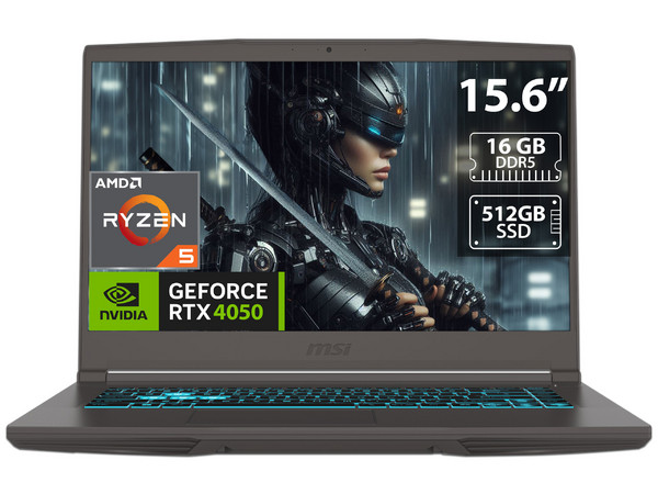 Laptop MSI Thin A15:
Procesador AMD Ryzen 5 7535HS (hasta 4.6 GHz),
Memoria de 16GB DDR5,
SSD de 512GB,
Pantalla de 15.6