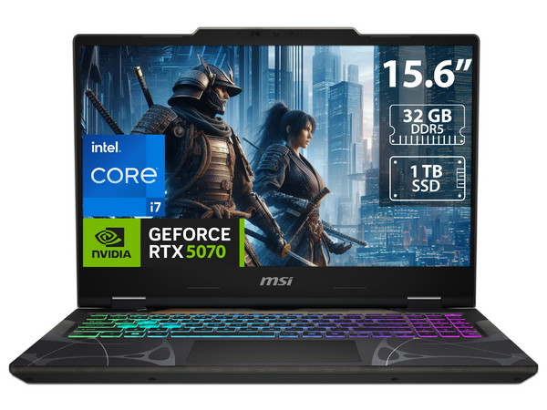 Laptop Gamer MSI Cyborg 15:
Procesador Intel Core i7 13620H (hasta 4.9 GHz), 
Memoria de 32GB DDR5, 
SSD de 1TB, 
Pantalla de 15.6
