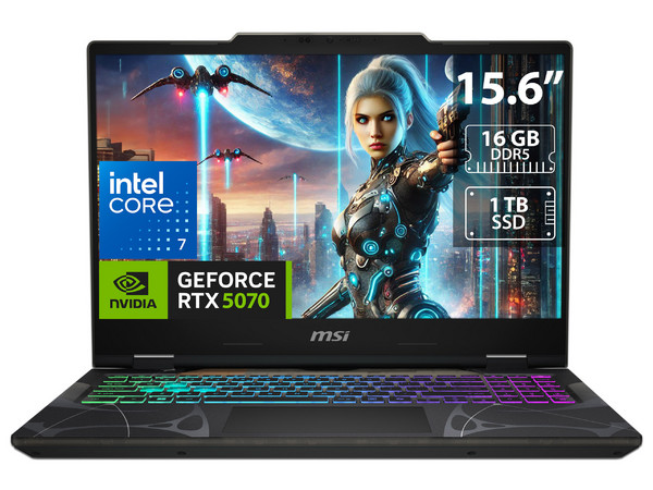 Laptop Gamer MSI Cyborg 15: 
Procesador Intel Core 7 240H (hasta 5.2 GHz), 
Memoria de 16GB DDR5, 
SSD de 1TB, 
Pantalla de 15.6