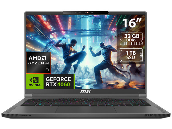 Laptop Gamer MSI Creator A16 AI+: 
Procesador AMD Ryzen AI 9 365 (hasta 5.0 GHz), 
Memoria de 32GB DDR5, 
SSD de 1TB, 
Pantalla de 16