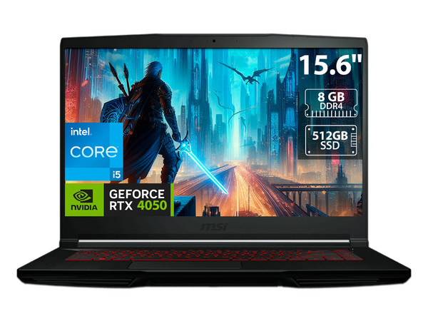Laptop Gamer MSI GF63 Thin:
Procesador Intel Core i5 12450H (hasta 4.4 GHz),
Memoria de 8GB DDR4,
SSD de 512GB,
Pantalla de 15.6