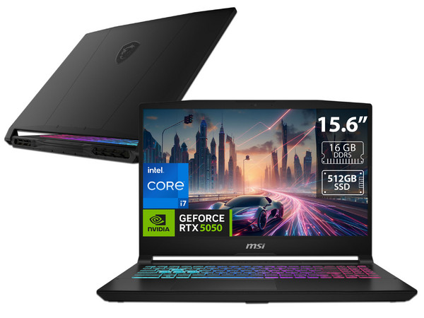 Laptop MSI Katana 15 HX B14WEK:
Procesador Intel Core i7 14650HX (hasta 5.2 GHz),
Memoria de 16GB DDR5,
SSD de 512GB,
Pantalla de 15.6