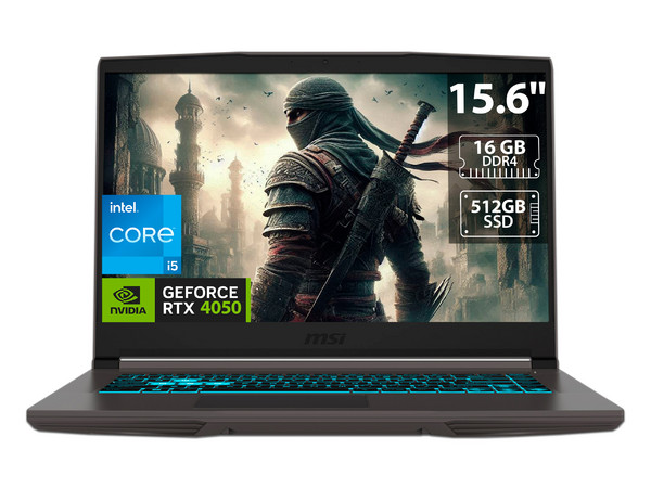 Laptop MSI THIN 15 B12VE-1823MX:
Procesador Intel Core i5 12450H (hasta 4.4 GHz),
Memoria de 16GB DDR4,
SSD de 512GB,
Pantalla de 15.6