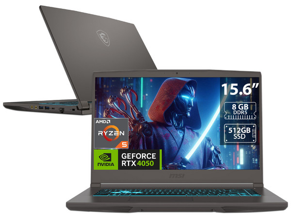 Laptop Gamer MSI Thin A15: 
Procesador AMD Ryzen 5 7535HS (hasta 4.55 GHz), 
Memoria de 8GB DDR5, 
SSD de 512GB, 
Pantalla de 15.6