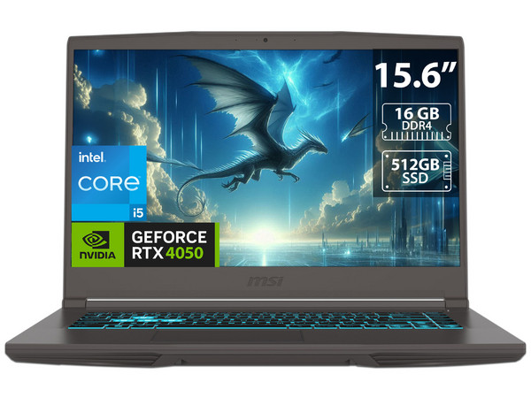 Laptop Gamer MSI Thin 15:
CPU Intel Core i5 13420H (hasta 4.6 GHz),
Memoria 16GB DDR4,
SSD de 512GB,
Pantalla de 15.6