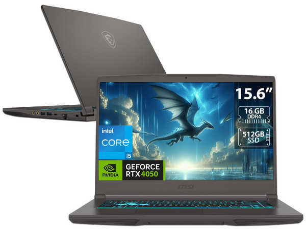 Laptop Gamer MSI Thin 15:
CPU Intel Core i5 13420H (hasta 4.6 GHz),
Memoria 16GB DDR4,
SSD de 512GB,
Pantalla de 15.6
