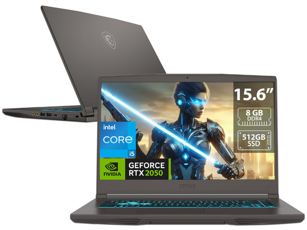 Laptop Gamer MSI Thin 15: 
Procesador Intel Core i5 12450H (hasta 4.4 GHz), 
Memoria de 8GB DDR4, 
SSD de 512GB, 
Pantalla de 15.6