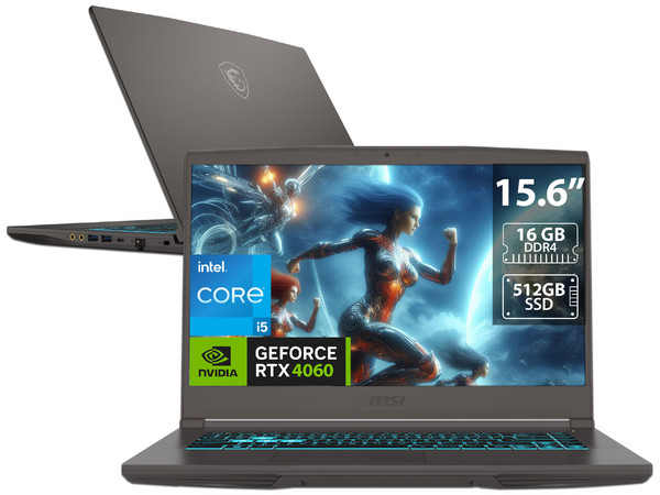 Laptop Gamer MSI Thin 15: 
Procesador Intel Core i5 13420H (hasta 4.6 GHz), 
Memoria de 16GB DDR4, 
SSD de 512GB, 
Pantalla de 15.6