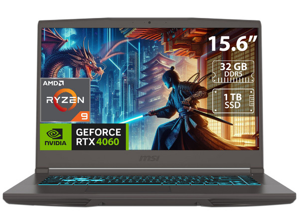 Laptop Gamer MSI Thin A15:
Procesador AMD Ryzen 9 8945HS (Hasta 5.2 GHz),
Memoria de 32GB DDR5,
SSD de 1TB,
Pantalla de 15.6