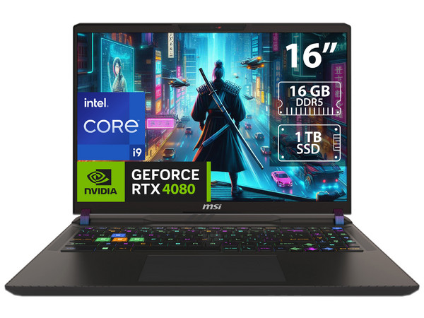 Laptop Gamer MSI Vector 16HX:
Procesador Intel Core i9 13980HX (Hasta 5.6 GHz),
Memoria de 16GB DDR5,
SSD de 1TB,
Pantalla de 16