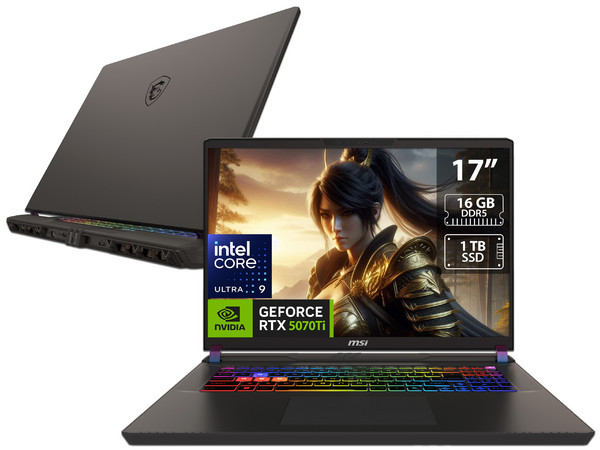 Laptop MSI Vector HX AI A2XW:
Procesador Intel Core Ultra 9 275HX (hasta 5.4 Ghz),
Memoria de 16GB DDR5,
SSD de 1TB,
Pantalla de 17